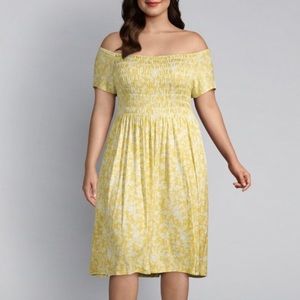 Lane Bryant Yellow Off Shoulder Dress Pockets Plus 18/20